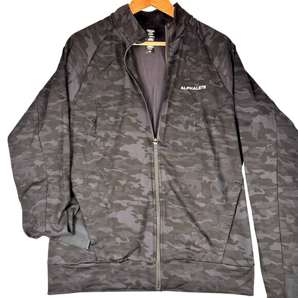 Alphalete Premium Full Zip Jacket Men’s M Black Camo Stretch Track Top - Picture 12 of 13